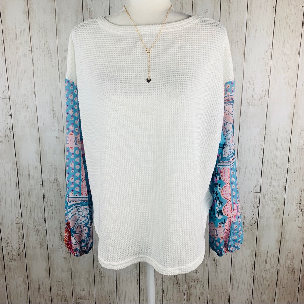 🔥BOHO BLOSSOM🔥Contrast Swiss Dot Knit Top S/M/L/XL NWT - Picture 5 of 8